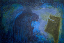 Load image into Gallery viewer, Two fantasy monsters talking, one blue with open mouth teeth and one green with happy smile