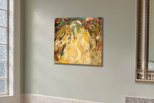 Load image into Gallery viewer, Abstract painting on a wall next to a mirror
